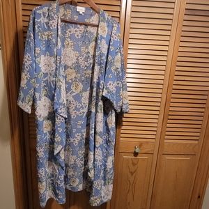 LulaRoe Boho Blue Floral Print Lightweight Kimono
